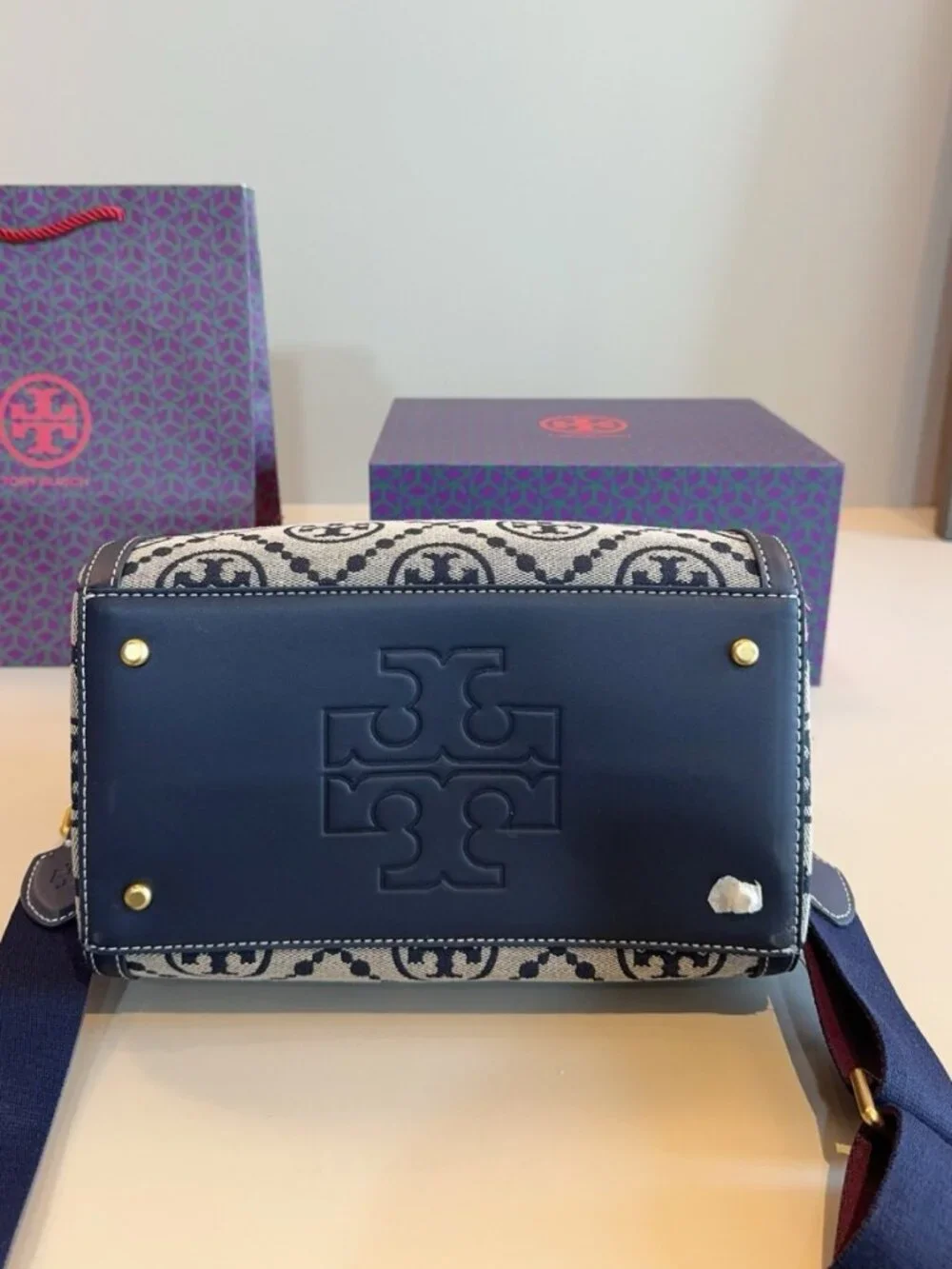 Tory Burch Monogram Jacquard Boston Satchel Bag